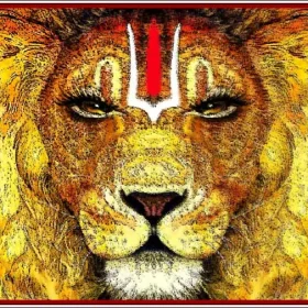 Lord Narasimha Protects Devotees and Destroys Evil Powerfull Lion vinyl sticker / printed decal / label / autocollant / wall poster