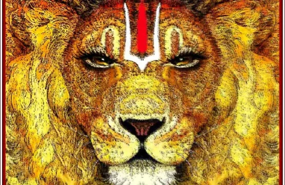 Lord Narasimha Protects Devotees and Destroys Evil Powerfull Lion vinyl sticker / printed decal / label / autocollant / wall poster