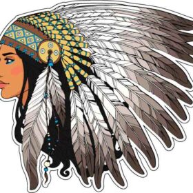 Native American Tribal Woman Headdress vinyl sticker