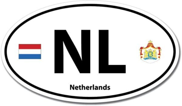 Netherlands NL Euro Color Oval Black Wall Window Car Sticker Decal