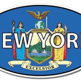 New York State Oval Flag Wall Window Car Vinyl Sticker Decal