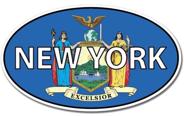 New York State Oval Flag Wall Window Car Vinyl Sticker Decal