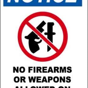 No Firearms Or Weapons Allowed Notice Sign Vinyl Sticker