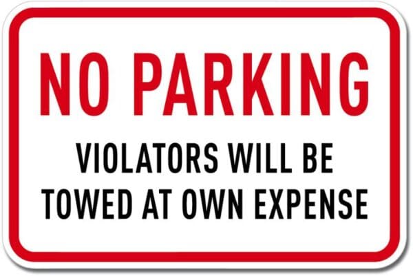 No Parking Violators Towed Sign Wall Window Car Vinyl Sticker