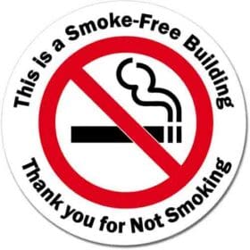 No Smoking Smoke Free Building Round Sign Wall Vinyl Sticker