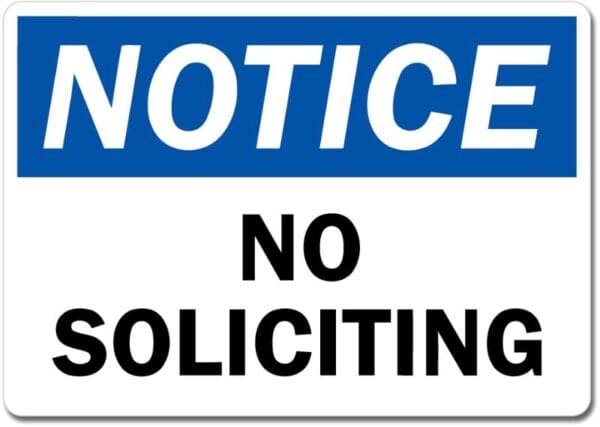 No Soliciting Notice Sign Wall Window Car Vinyl Sticker