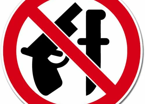 No Weapons Allowed Round Sign Wall Window Car Vinyl Sticker