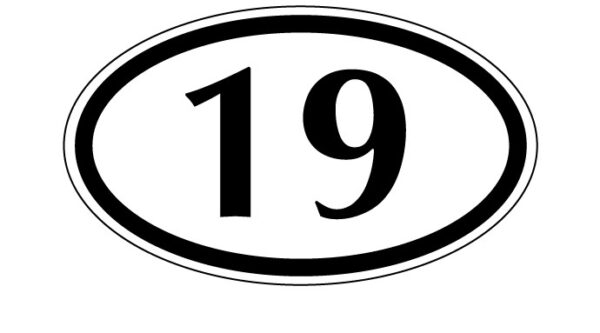 Numbers 1 To 21 19 vinyl sticker