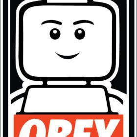 OBEY LEGO Logo They Live Movie Slogan Square Man Head Smiling Face vinyl sticker