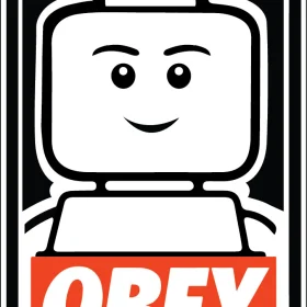 OBEY LEGO Logo They Live Movie Slogan Square Man Head Smiling Face vinyl sticker