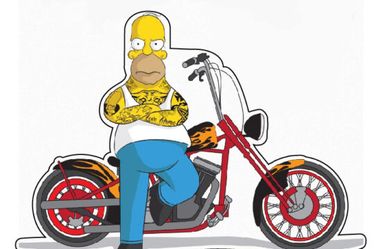 Homer Simpson Old School Biker Retro Rebel Ride Motorcycle Vibes Simpsons Fan Art Vintage Iconic Cartoon vinyl sticker /printed vinyl decal