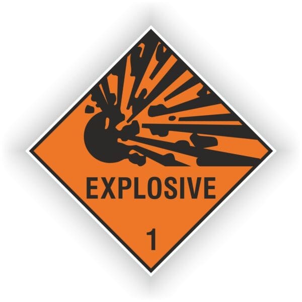 Orange Warning Explosive danger vinyl sticker.JPG