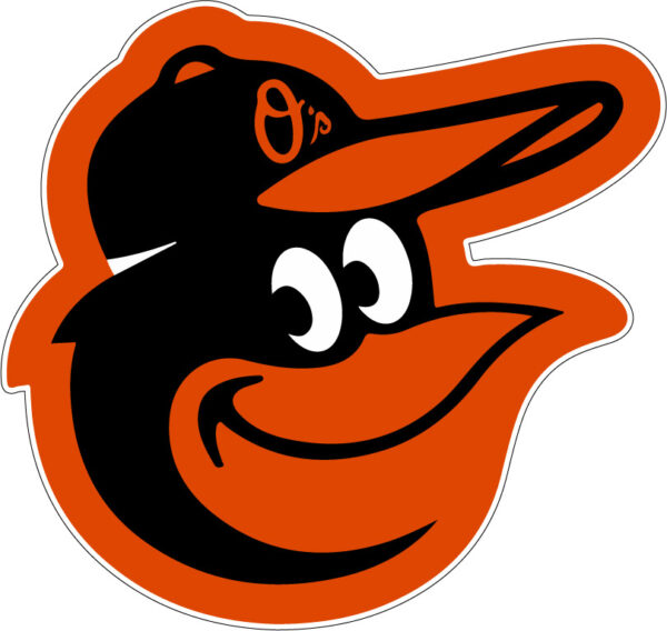 Baltimore Orioles Logo American Professional Baseball Team MLB Maryland Major League American League East Division Historic Sports Smiley Cartoon Bird Head vinyl sticker