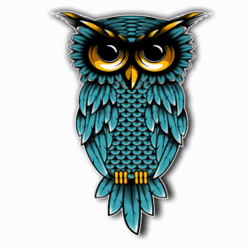 Owl Staring Aqua vinyl sticker