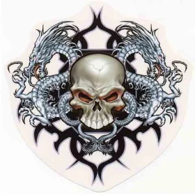 PAIR-of-SKULL-&-TWO-DRAGONS-Vinyl-STICKERS-DECALS-CAR