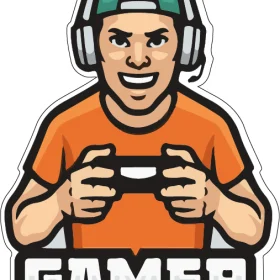 PC Gamer Boy With Joystick Joyful Enthusiast Level Up Your Gaming Setup vinyl sticker