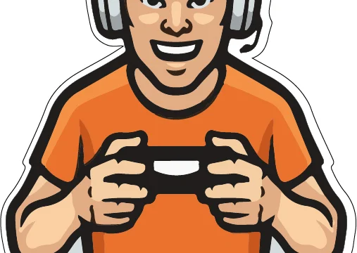 PC Gamer Boy With Joystick Joyful Enthusiast Level Up Your Gaming Setup vinyl sticker
