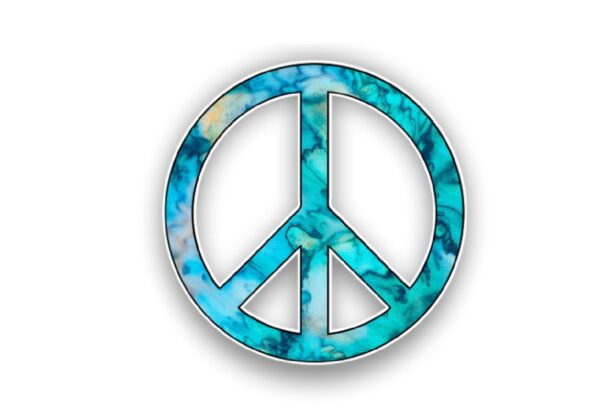 Pacific International Peace Symbol Cyan Dream vinyl sticker