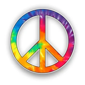 Pacific International Peace Symbol Rainbow Tie Dye vinyl sticker