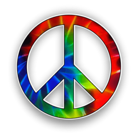 Pacific International Peace Symbol Swirl Tie Dye vinyl sticker