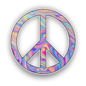 Pacific International Peace Symbol Tie And Dye vinyl sticker