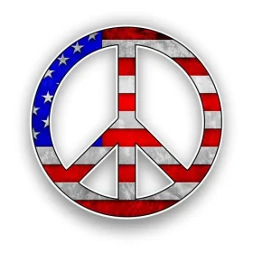 Pacific International Peace Symbol USA Flag vinyl sticker