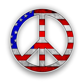 Pacific International Peace Symbol USA Flag vinyl sticker