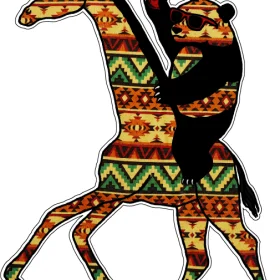 Funny Cool Panda Riding Giraffe and drinking Coca-Cola