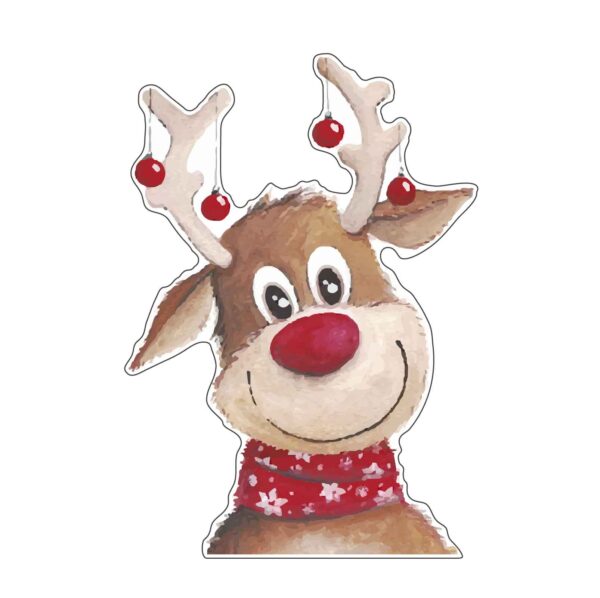 Cute Peeking Nosed Reindeer Rudolph Friend Of Santa Art Vinyl Sticker
