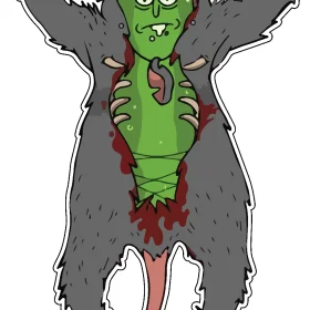 Pickle Rick In Rat Suit Survival Fight Cartoon Vinyl Sticker