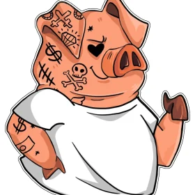 Pig Brutall Tatto Like T-shirt White