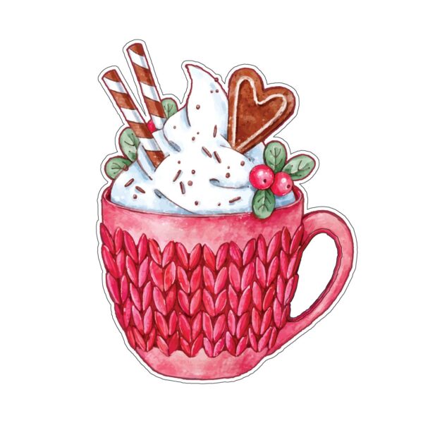 Pink Cozy Mug Of Hot Chocolate Cream Energy Booster Vinyl Sticker