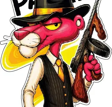 Pink Panther Gangster Style Funny Cartoon Mafia Parody Retro Vintage Comic Aesthetic Cool Attitude Classic Animation Pop Culture Humor vinyl sticker