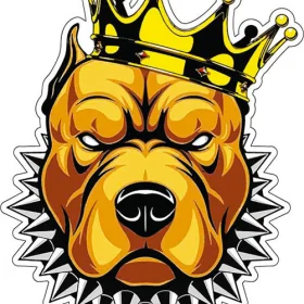 Pit Bull King Royal Dog Gold Crown Spikes vinyl sticker