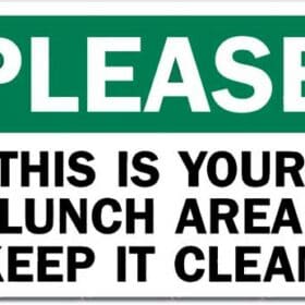 Please Lunch Area Keep It Clean Sign Wall Window Vinyl Sticker