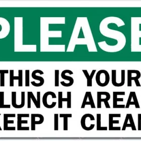 Please Lunch Area Keep It Clean Sign Wall Window Vinyl Sticker