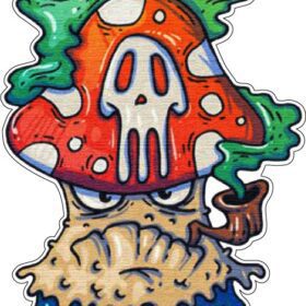 Poisonous Deadly Trippy Drippy King Mushroom Smoking Pipe vinyl sticker/printed vinyl decal