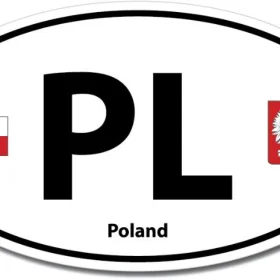 Poland PL Euro Color Oval Black Wall Window Car Sticker Decal