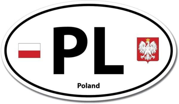 Poland PL Euro Color Oval Black Wall Window Car Sticker Decal