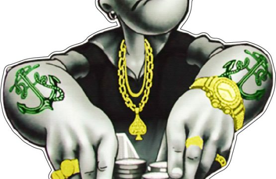 Popeye the Sailor Gambler Setting Sail for High-Stakes Adventures Money Instead Of Spinach vinyl sticker