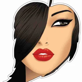 Pretty Girl Face on Leaf Shape Vinyl Sticker