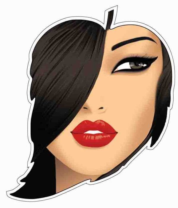 Pretty Girl Face on Leaf Shape Vinyl Sticker