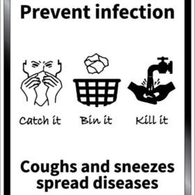 Prevent Infection Sign Coughs And Sneezes Spread Diseases vinyl sticker