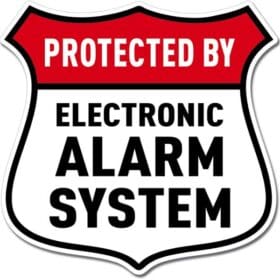 Protected By Electronic Alarm System Stop Sign Vinyl Sticker