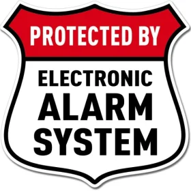 Protected By Electronic Alarm System Stop Sign Vinyl Sticker