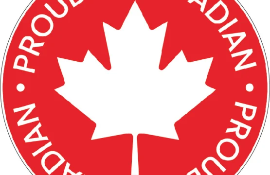 Proudly Canadian Logo True North Pride Slogan Made In Canada Maple Leaf Northern Roots Proof A Must-Have For Proud Canadians Loud & Proud Design vinyl sticker