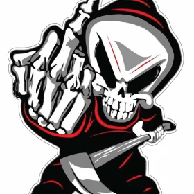 Provocative and Edgy Grim Reaper Showing Middle Finger vinyl sticker