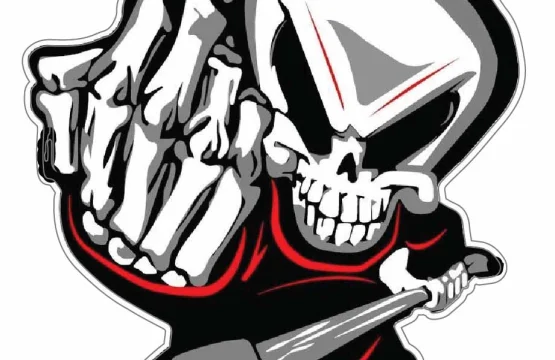 Provocative and Edgy Grim Reaper Showing Middle Finger vinyl sticker