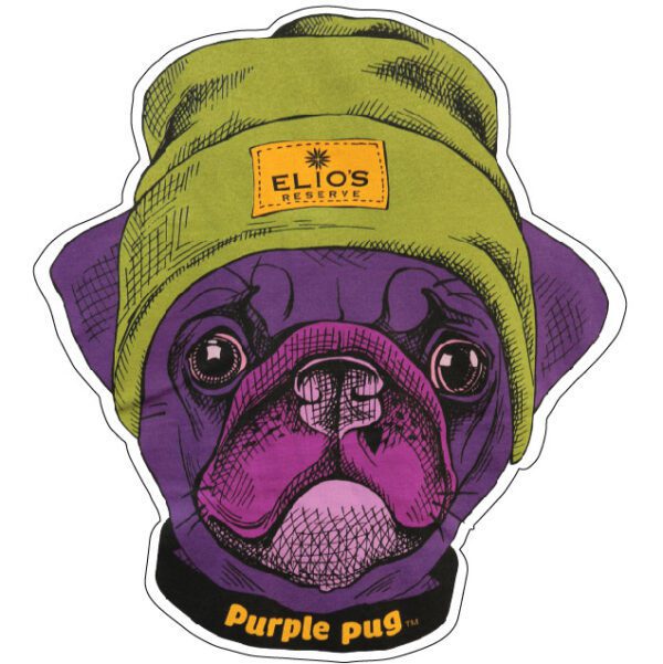 Purple Pug In Elios Reserve Hat Art Ontario Cannabis Store Logo Vinyl Sticker