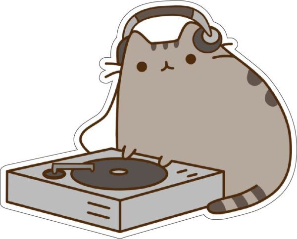 Pusheen Dj vinyl sticker